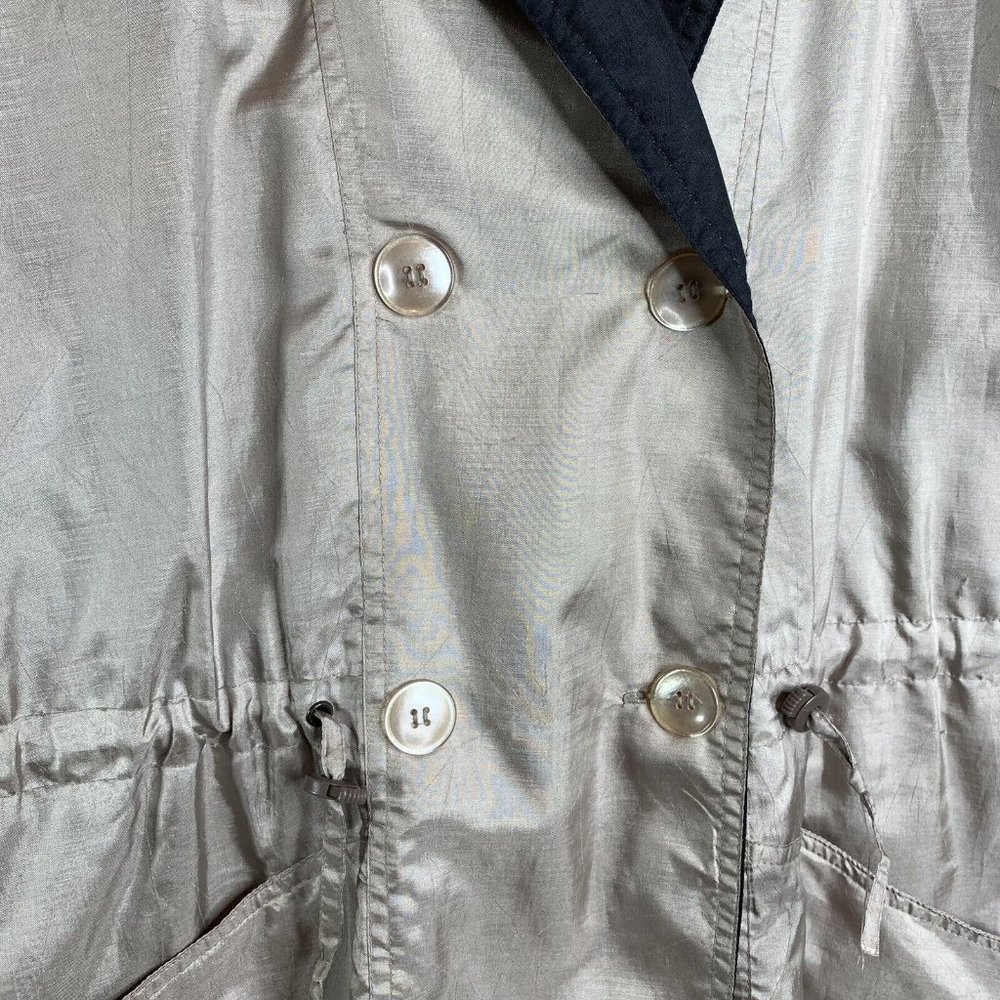 Optix by Julia Michaels Womans Windbreaker Coat Button-Up Pockets Hood Beige S - Picture 5 of 10